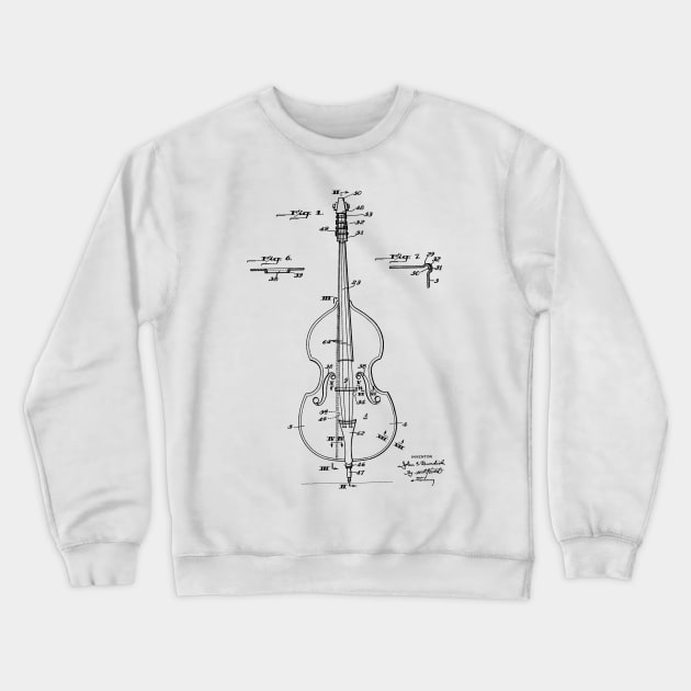 Violin Vintage Patent Hand Drawing Crewneck Sweatshirt by TheYoungDesigns